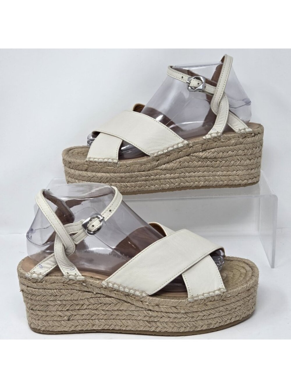 RAG & BONE Hera Espadrille Wedge Sandal Platform Ankle Strap Off White 40 US 10